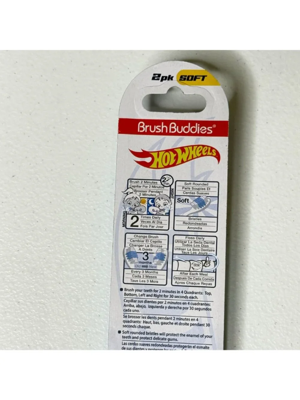 Hot Wheels Kids Toothbrush 2 Pack Brush Buddies Soft Bristles Sealed